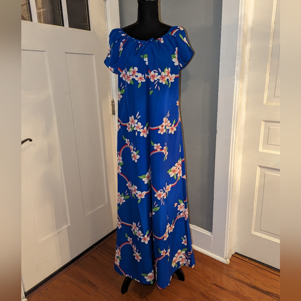 Hilo Hatties Vintage Hawaiian Maxi Dress Small Tropical Floral Beach - Picture 2 of 11
